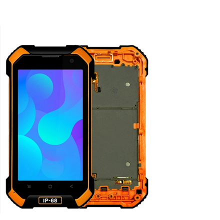LCD displej+dotykové sklo-digitizér s rámečkem pro Blackview BV6000, černá-oranžová